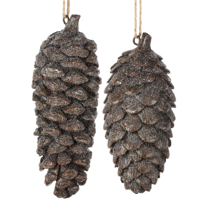 4.5-5.5"RESIN PINECONE ORNAMENT INDIVIDUAL - DKBR