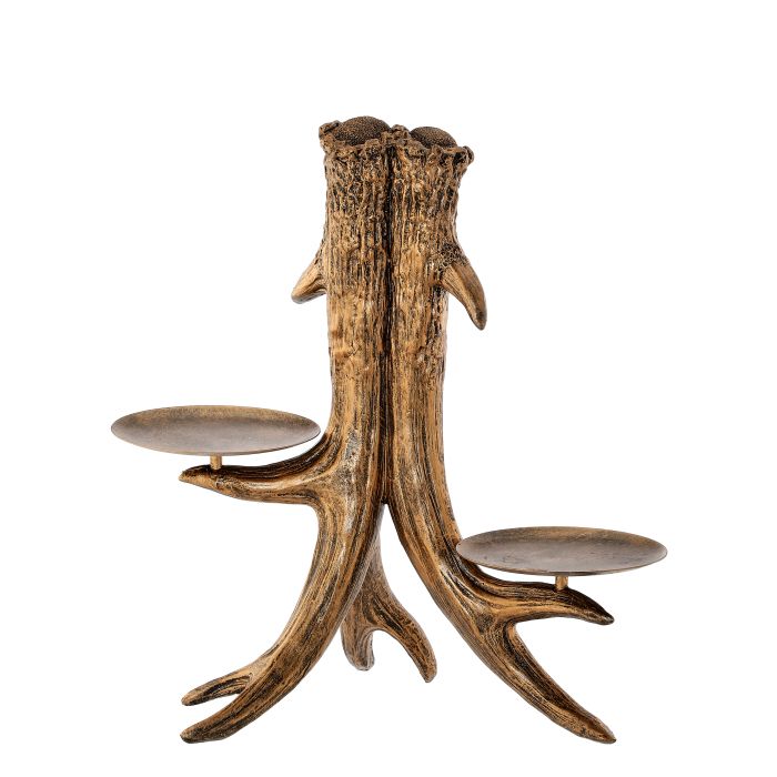 11.5" RESIN W/METAL ANTLER CANDLE STAND