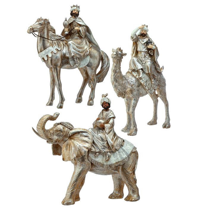 16" RESIN RENAISSANCE THREE KINGSwANIMALS ST3