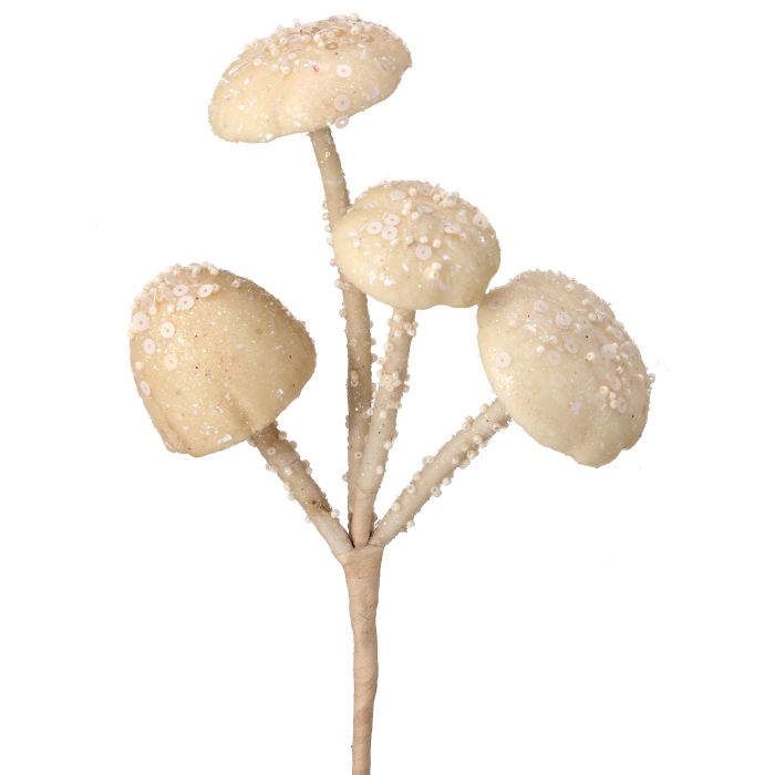 11"BEADED SEQUIN GLITTER MUSHROOM X4 PICK
