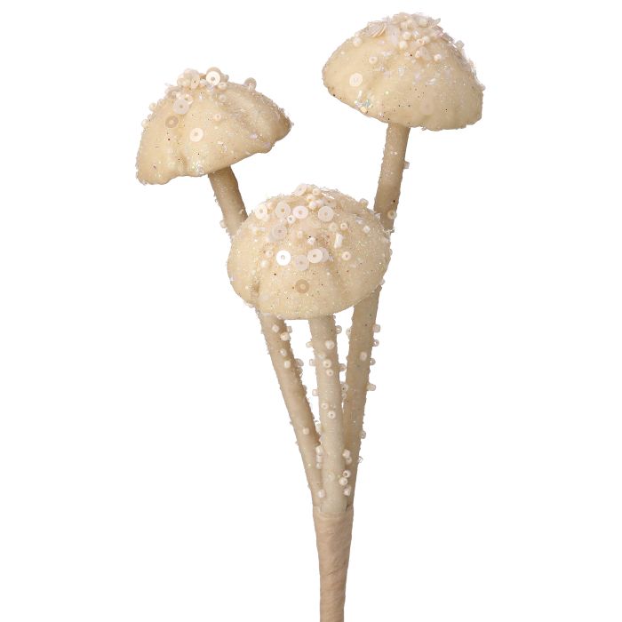 9"BEADED SEQUIN GLITTER MUSHROOM X3 PICK