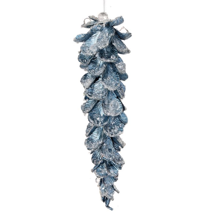 10"  JEWEL PETAL ICICLE ORNAMENT - LIGHT BLUE