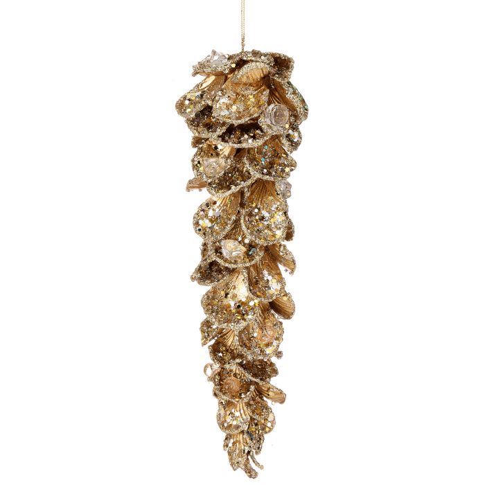 10"  JEWEL PETAL ICICLE ORNAMENT - GOLD
