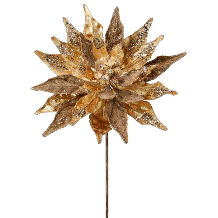 30"  GLIITER W/JEWEL DISPLAY POINSETTIA STEM