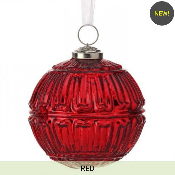 4" RIBBED GLASS BALL ORNAMENT