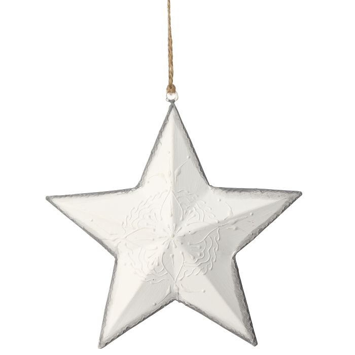 8.5" METAL ETCHED WINTER CHALET STAR ORNAMENT