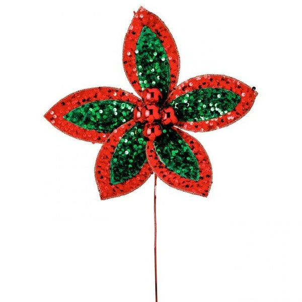 22" SEQUIN POINSETTIA STEM 