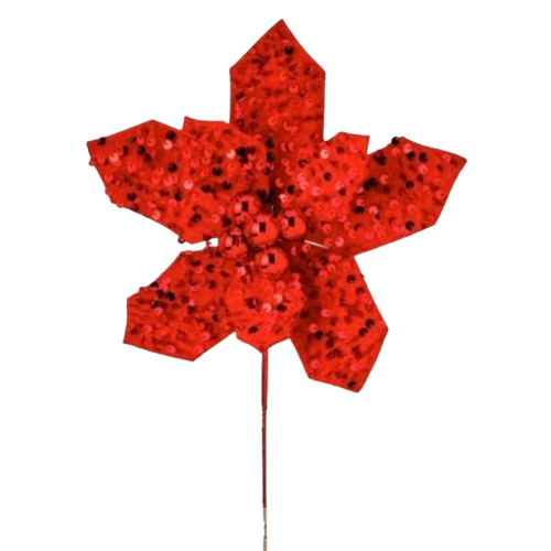 18" SEQUIN POINSETTIA STEM 