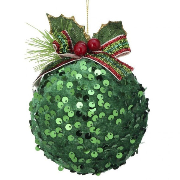 5" SEQUIN BALL ORNAMENT - GRN