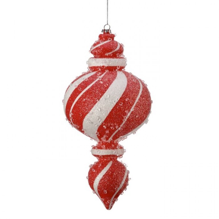 9" VP SUGAR PEPPERMINT FINIAL ORNAMENT