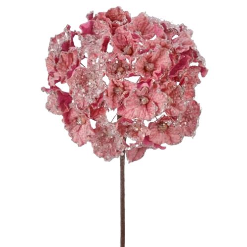 24" CRYSTAL ENCRUSTED HYDRAGNEA STEM - PINK