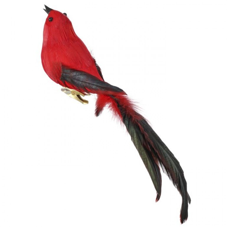 9" FEATHER BIRD W/CLIP ORNAMENT