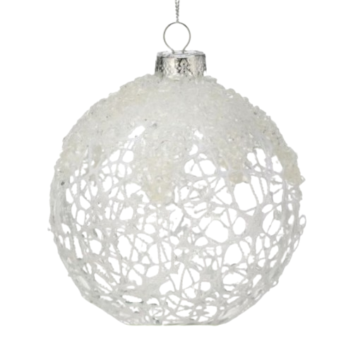 4" GLS W/CRYSTALS ETCHED BALL ORNAMENT