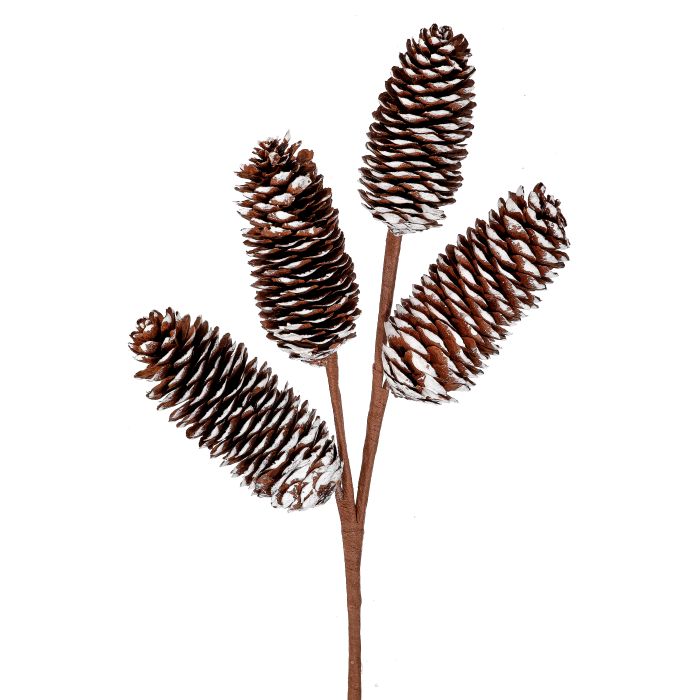 12" PLASTIC WINTER PINECONE SPRAY - NATW