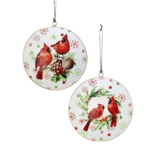5" METAL CARDINAL DISK ORNAMENT INDIVIDUAL