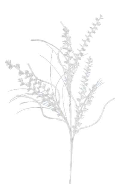 35" GLITTER/MICA MINI LEAF/GRASS SPRAY - WHT