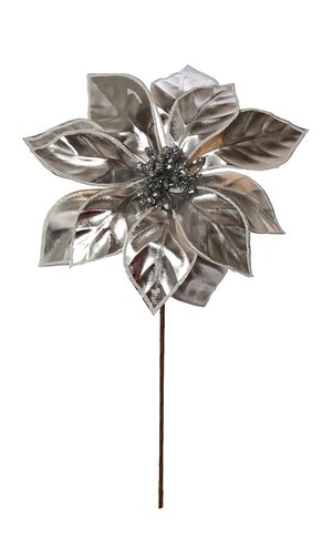 24"METALLIC GLITZY POINSETTIA STEM