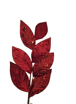 26" VELVET LEAF SPRAY W/JEWEL