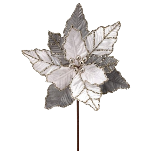 24" GLITTER VEIN POINSETTIA STEM