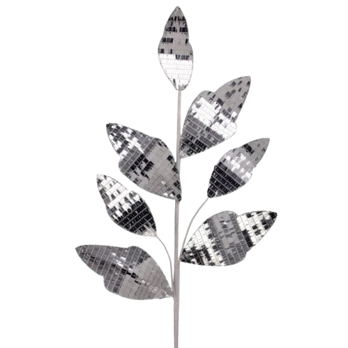 30" SHINY MIRRORED LEAF SPRAY