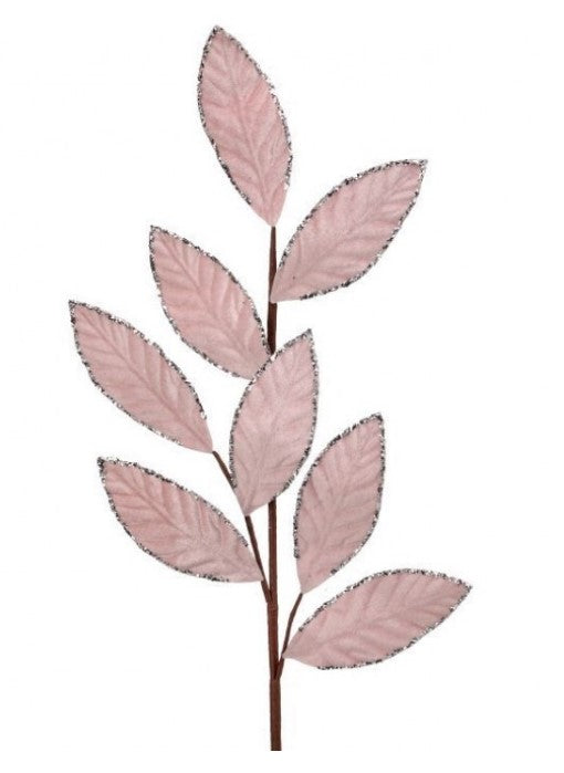 28" VELVET/GLITTER LEAF SPRAYS