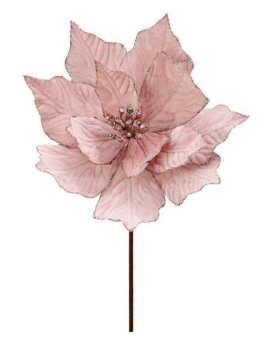 24" RICH VELVET POINSETTIA STEM - BLSH