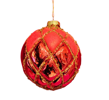 4"GLS GILDED JEWEL BALL ORN