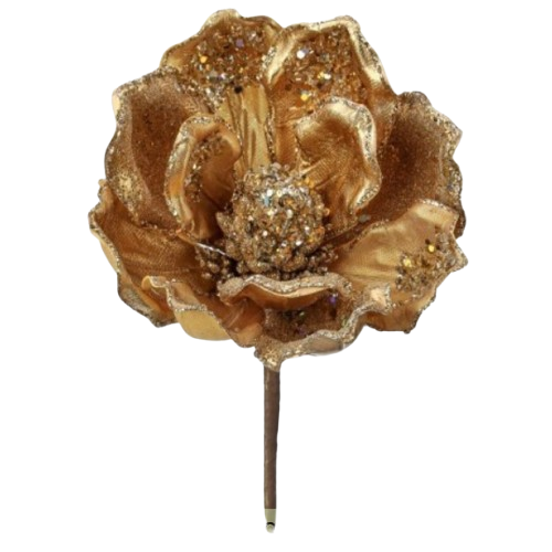 18"HX8"D HEAVY JEWELED MAGNOLIA STEM