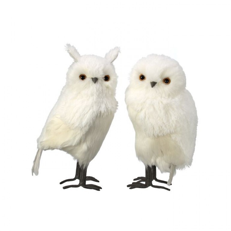 14" FEATHER WHITE OWL INDIVIDUAL