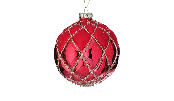 4"GLASS BEAD MESH FLOCK BALL ORNAMENT