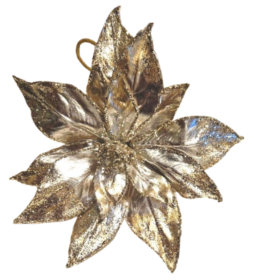 TWOTONE METALLIC SEQUIN POINSETTIA STEM CHAMP/PLAT