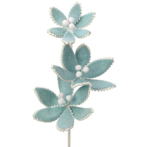 FROSTED TRIPLE CANDY POINSETTIA STEM BLUE/PASTEL