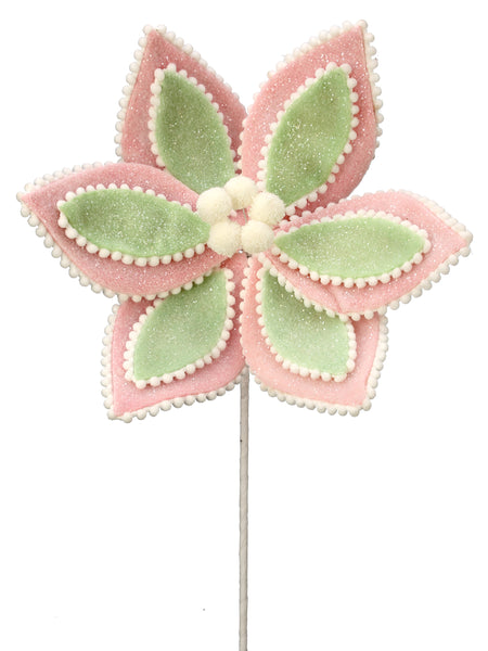 FROSTED LAYERED CAKE POINSETTIA STEM PINK/GREEN