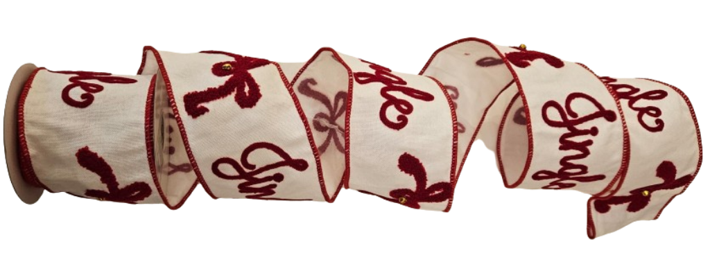 4" X 5Y EMBROID "JINGLE" W/BOW RIBBON