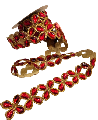 2.5" X 5Y JEWEL FLORET TRIM RIBBON