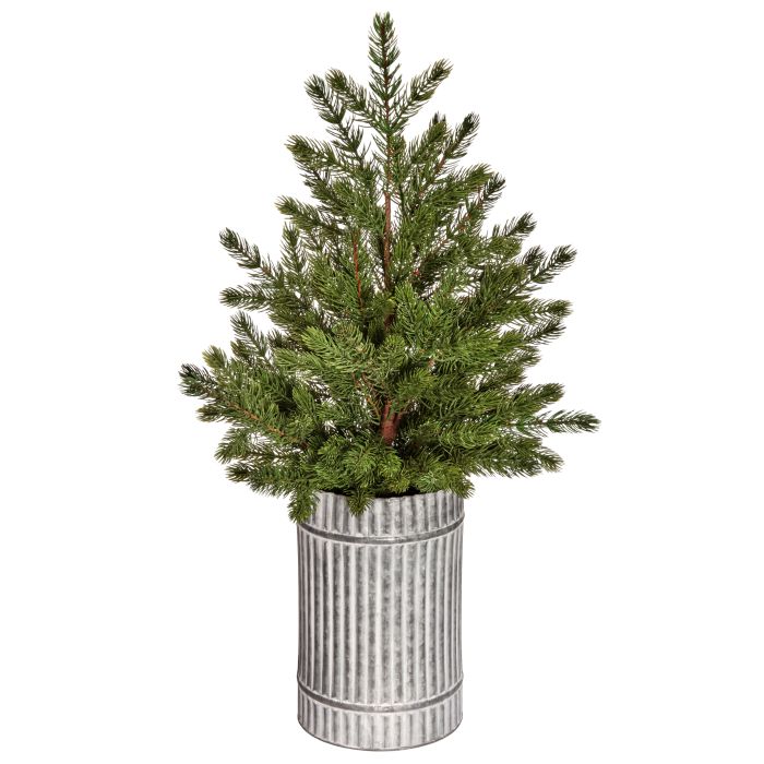 39" PE POTTED SPRUCE TREE IN TIN