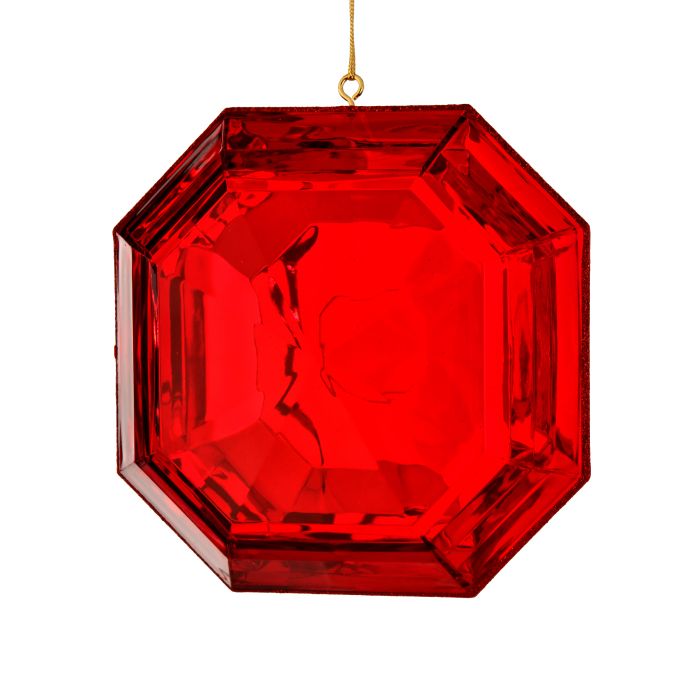 6" ACRYLIC SQUARE PRECIOUS GEM ORNAMENT - RED