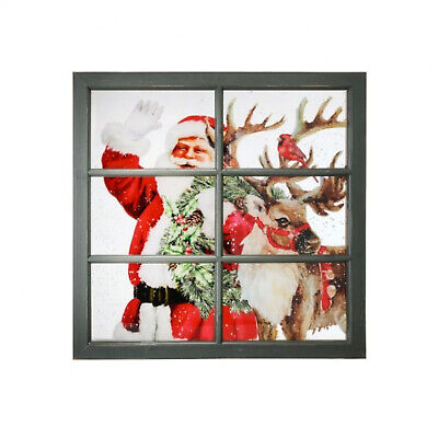 26"X26" ACRYLIC SANTA & REINDEER WINDOW