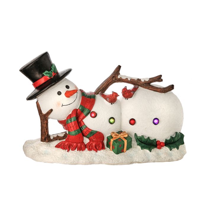 32" MGO OUTDOOR LED BTY/TMR LAYING SNOWMAN