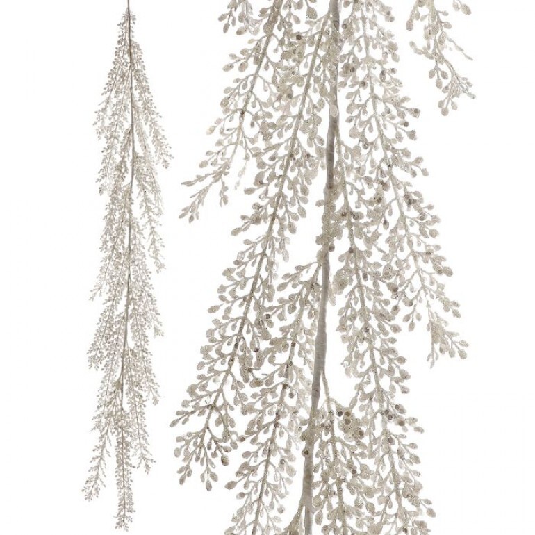 48´´GLITTER/SEQUIN ARTEMESIA GARLAND - WHT