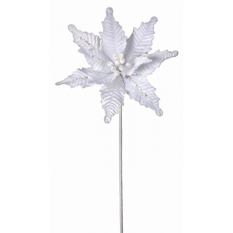 24´´GLT EDGE BUGLE BEAD VELVET POINSETTIA STEM
