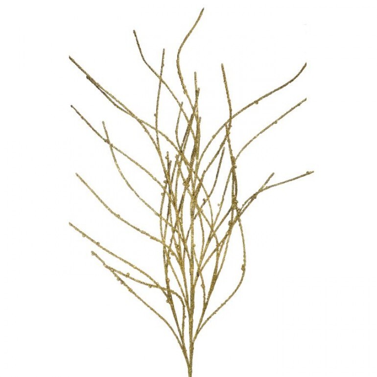GLITTER/SEQUIN WISPY WILLOW SPRAY - GOLD