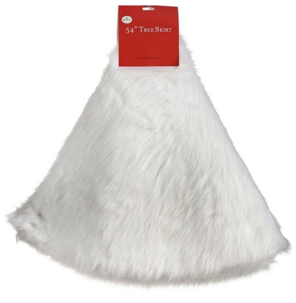 54´´D FABRIC WHITE FUR TREE SKIRT