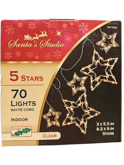 5 STARS 70 LIGHTS WHITE CORD INDOOR