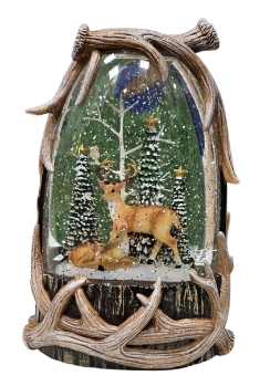 8.7"H LIGHTED SWIRL DEER SCENE W/