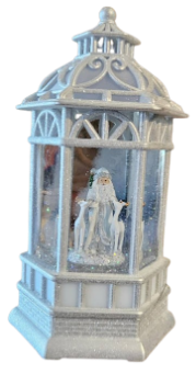 10.5"H LED SWIRL SANTA/DEER IN 