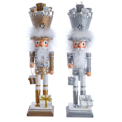 18"HOLLY WOOD NUTCRACKER KING W/PRESENTS 