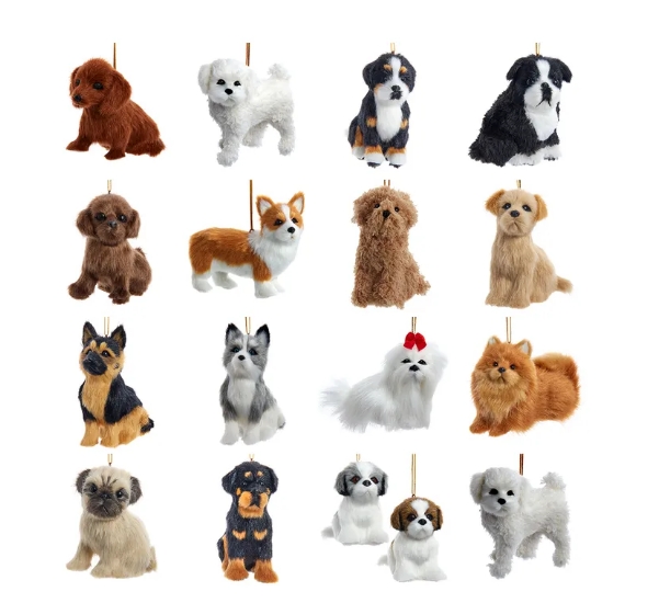 3.5X3"FURRY DOG ORN 16/A: SHIH-TZU 2/A/GRMN 