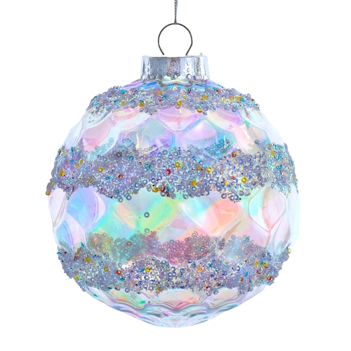 150MM GLITTERED IRIDESCENT BALL ORN