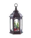 13"BRONZE LANTERN W/LIGHTED TREESANTA DECORATION. 